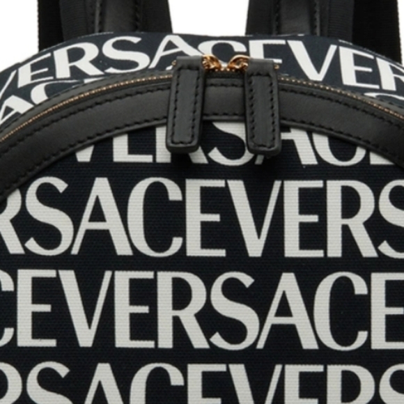 Versace Monogrammed Allover Backpack with Gold Hardware and Black Leather (NWT) - Picture 6 of 16